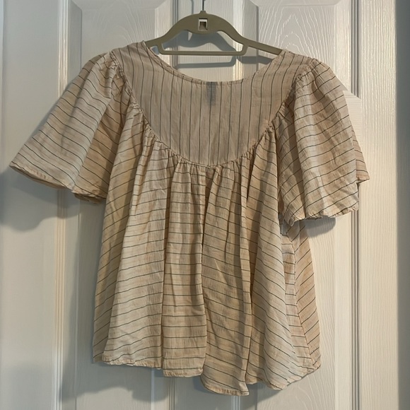 Universal Thread womens blouse size M beige/pink and black design 💯 cotton - Picture 5 of 9